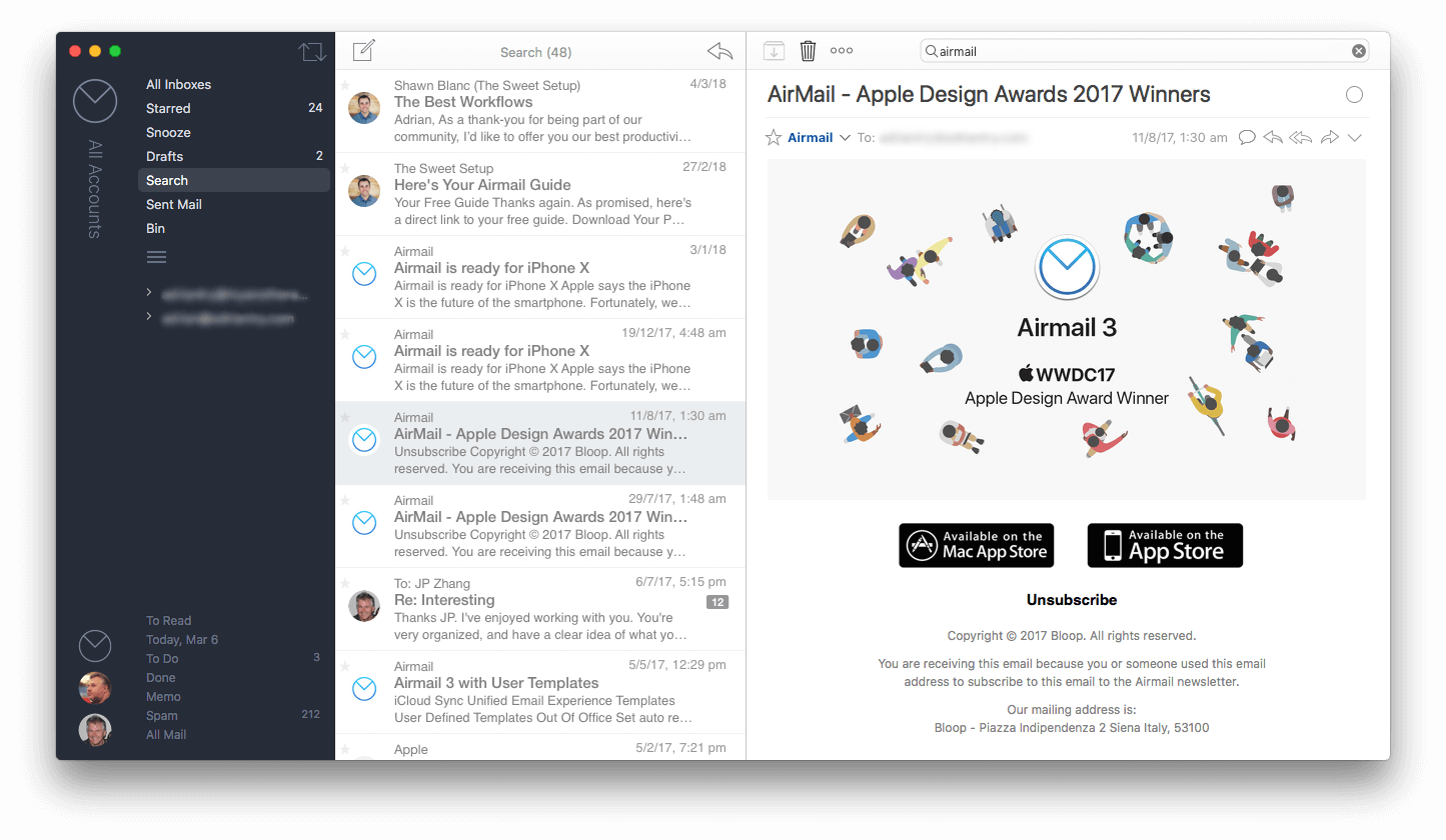 do third party mail apps for mac push email through like apple mail
